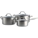 Greenpan Geneva 6 Parça Tencere Seti | Thermolon™ Seramik Yüzey | Pfas Içermez | 3 Katmanlı Paslanmaz Çelik | Cam Kapaklı | Indüksiyon Uyumlu | 220°C - Gümüş