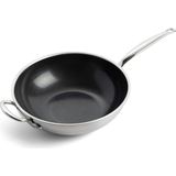 Greenpan Premiere 3ply 30 cm Wok Tava | Thermolon™ Seramik Yüzey | Pfas, Pfoa ve Ptfe Içermez | Paslanmaz Çelik - Gümüş