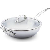 Greenpan Premiere Pro 5-Ply Paslanmaz Çelik Cam Kapaklı Wok Tava 30 cm 4.74 L - Gümüş