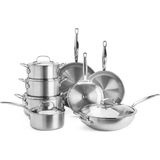 Greenpan Reenpan Premiere Pro 5-Ply Paslanmaz Çelik 13 Parça Tencere ve Tava Seti - Gümüş - 16CM SOSLUK+18-20-24CM DERİN TENCERE+20-24-28CM TAVA+30CM WOK TAVA+30CM KAPAK