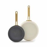 GreenPan Stanley Tucci Kızartma Tavası Seti 2'li Seramik Kaplama Carrara Beyazı 20cm 26cm