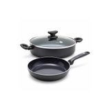Greenpan Torino 3 Parça Tencere ve Tava Seti | 24 cm Tava + 24 cm Kapaklı Basık Pilav Tenceresi 2,91 L | Thermolon™ Seramik Yüzey | PFAS, PFOA ve PTFE İçermez