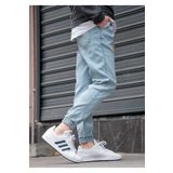 GREENPOLL Erkek Buz Mavisi Jogger Kot Pantolon - Lastikli Bel Ve Paça, Yıkamalı Denim