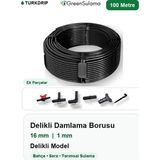 Greensulama 16 mm Düz Delikli Damlama Borusu 100 Metre Bahçe Sera Sulama
