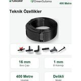 Greensulama 16 mm Düz Delikli Damlama Borusu 400 Metre Bahçe Sera Sulama