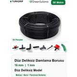 Greensulama 16 mm Düz Deliksiz Damlama Borusu 50 Metre Bahçe Sera Sulama