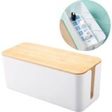 Greentech Kablo Düzenleme Kutusu (Bambu+Beyaz Renk-Küçük Boy) GT-PK01 - Ahşap - Beyaz