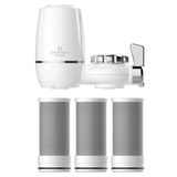 GreenTech Musluk Ucu Su Arıtma Cihazı Aktif Karbon, 3 Kartuşlu, GW-D03P2 | Arıtıcı ve Yedek Filtre Seti, 0,5 Mikron, Kartuş Başına 1200 Lt, Klor ve Koku Azaltır, Musluk Filtresi, Beyaz Gövde