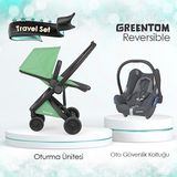 Greentom Reversible Siyah Şasi Çift Yönlü Travel Sistem Bebek Arabası - Mint