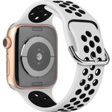 Gregoss Apple Watch 7-6-Se-5-4-3-2 Seri (42/44/45) mm Uyumlu Yumuşak Çelik Tokalı Delikli Silikon Kordon - Siyah - Beyaz