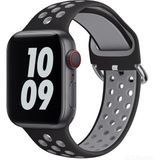 Gregoss Apple Watch 7-6-Se-5-4-3-2 Seri (42/44/45) mm Uyumlu Yumuşak Çelik Tokalı Delikli Silikon Kordon - Siyah - Gri