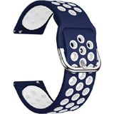 Gregoss Huawei Watch Gt 2 46MM (22MM) Ipeksi Delikli Silikon Kordon - Lacivert - Beyaz
