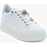 Greyder Kadın Beyaz Mavi Hakiki Deri Sneaker Ayakkabı 5Y2SA59273 - Beyaz - Mavi