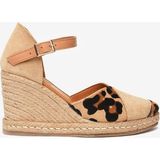Greyder Kadın Leopar Bisküvi Süet Hakiki Deri Topuklu Sandalet 6Y2WS59003 - Leopar - Kahve