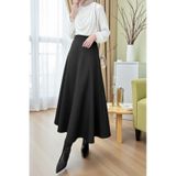 Greymoda Kadın Siyah İthal Scuba Kumaş Kloş Tesettür Ve Günlük Etek Boy:97-98cm Kemeri Lastiklidir