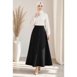 greymoda SİYAH Kadın Scuba Kumaş Puf Kloş Tesettür ve Günlük Etek BOY:94-95CM