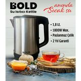 Gri 1,8 Litre Sıcak Su Isıtıcı Kettle, Hızlı ve Pratik Kullanım - Antrasit
