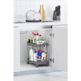 Gri 2 Katlı Tekerlekli Düzenleyici Mutfak ve Banyo Rafı