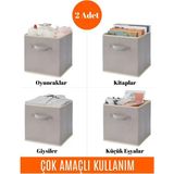 Gri 2'li Katlanabilir Dolap Içi Saklama Kutusu 30X30X30CM - Altın - Gri - Seçenek 1