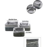 Gri 3 Boy Kare Bambu Kenar Organizer Sepet Ahşap Altlık - Bezli 17X21X25CM (4887) Midastech - standart - Renkli