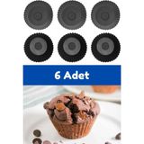 Gri 6'lı Silikon Mini Browni Kalıbı - 6 Adet Muffin & Cupcake Kek Kalıbı