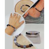 Gri Akik & Oniks Taşı 8mm Unisex Tasarım Bileklik Hawaii Model (53084)