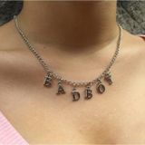Gri Bad Boy Yazılı Harfli 45 cm Zincirli Hediyelik Bayan Kolye