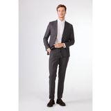 Gri Balıksırtı Erkek Takım Elbise - Slim Fit - 46