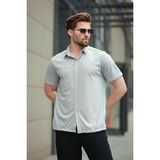 Gri Basic Kısa Kollu Erkek Gömlek E6760 - XL