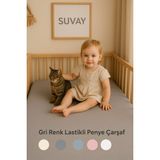 Gri Bebek Lastikli Çarşaf %100 Pamuklu Penye Park Yatak | 60X120 | 70X110 | 70X120 | 70X130 | 70X140 - 70 x 130 cm