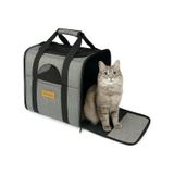 Gri Büyük Boy Kedi Köpek Taşıma Çantası Güçlü Plastik Taban Evcil Hayvan Kedi Taşıma Çantası gri