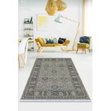 Gri Çerçeveli Dokuma Pamuk Tabanlı Kaymaz Kilim Klm179