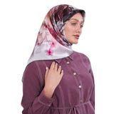 Gri Çiçek Desen Sura İpek Eşarp