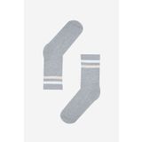 Gri Cizgili Havlu Soket Corap