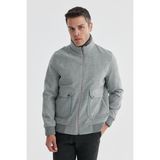 Gri Comfort Fit Kürklü Yaka Yünlü Mont - 54