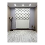 Gri Damask Desenli Çift Mekanizmalı Tül ve Stor Perde - Simli Kumaş, Simli Stor Perde 160 x 220