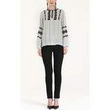 Gri Dantelli şifon bluz 10645