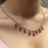 Gri Dead Girl Yazılı Harfli 45 cm Zincirli Hediyelik Bayan Kolye