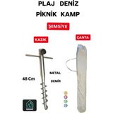 Gri Deniz Piknik ve Balkon Şemsiyesi ile Taşıma Çantası Seti - Seçenek 1