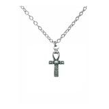 Gri Desenli Haç Figürlü Kolye – 60 Cm Zincirli, Gotik & Unisex Takı