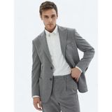 Gri Desenli Modern Fit Pamuk Karışımlı Örme Takım Elbise