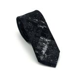 Gri Desenli Siyah Dokuma Kumaş Mendilli Slim Fit Kravat // SDK-2608-1 GF2602-SDK2608-1