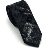 Gri Desenli Siyah Dokuma Kumaş Mendilli Slim Fit Kravat // SDK-2608-1
