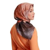 Gri Desenli Twill İpek Eşarp