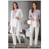 Gri Effort Pamuklu Sabahlıklı Hamile Lohusa Pijama Takımı, XL, EFF9068-198IGP101869