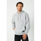 Gri Erkek Kapüşonlu Kanguru Cepli Sweatshirt