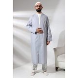 Gri Erkek Namaz Elbisesi V Yaka Dugmesiz Onu Acik Namaz Cubbesi