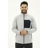 Gri Erkek Softshell Anti Peeling Polar Ceket 3 Cepli Tam Fermuarlı Ön Parça Detaylı - XL