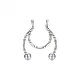 Gri Fake Sahte Septum Sıkıştırmalı Geçmeli Piercing