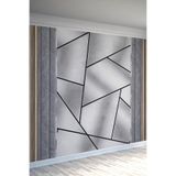 Gri Geçişli Desen Geometrik Çizgili Tek Parça Tekstil Duvar Kağıdı, 200 x 100